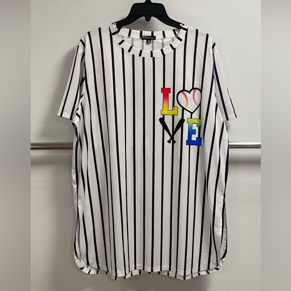 Plus Size Mesh Baseball Short Sleeve Tee